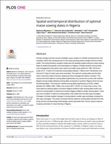 Spatial and temporal distribution of optimal maize sowing dates in Nigeria