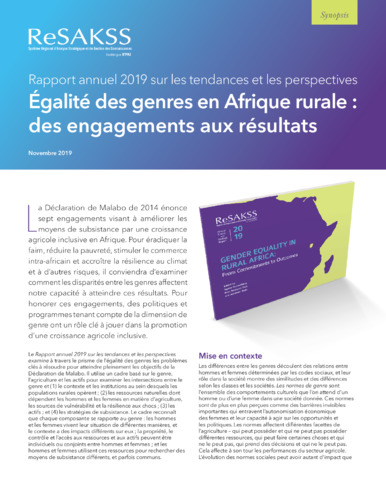 2019 Annual trends and outlook report: Gender equality in rural Africa: From commitments to outcomes