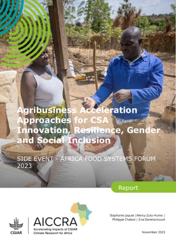 Agribusiness acceleration approaches for CSA innovation, resilience, gender and social inclusion- Side Event - Africa Food Systems Forum 2023