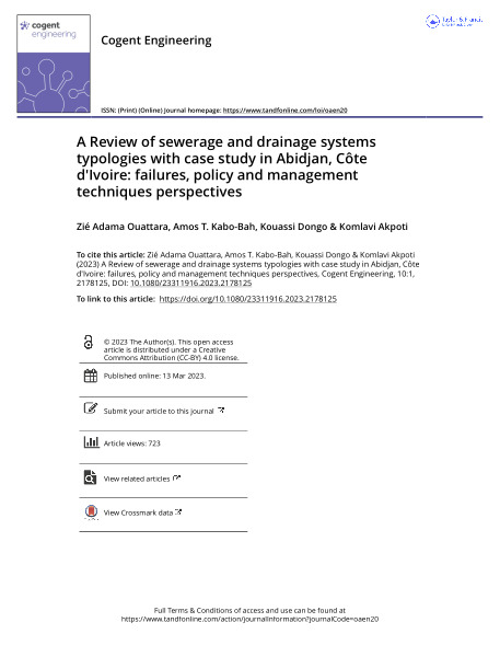 A review of sewerage and drainage systems typologies with case study in Abidjan, Côte d'Ivoire: failures, policy and management techniques perspectives