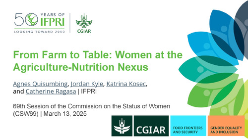 From farm to table: Women at the agriculture-nutrition nexus
