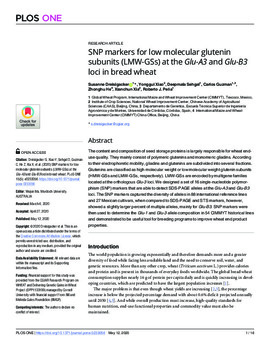 SNP markers for low molecular glutenin subunits (LMW-GSs) at the Glu-A3 and Glu-B3 loci in bread wheat