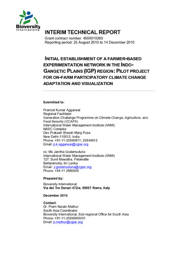 Initial establishment of a farmer-based expriment network in the Indo-Gangetic Plans (IGP) Region: Pilot project for on-farm participatory climate change adaptation and visualization