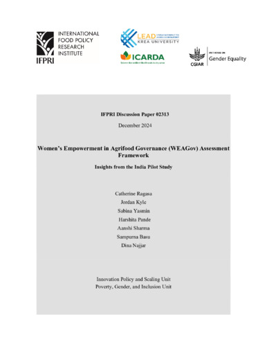 Women’s Empowerment in Agrifood Governance (WEAGov) assessment framework insights from the India pilot study