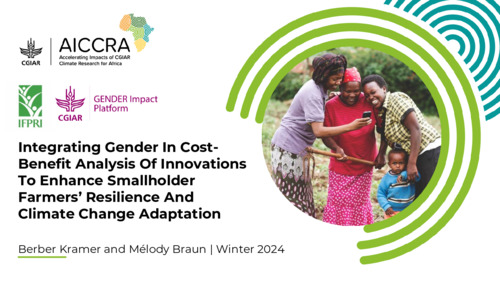 Integrating gender in cost-benefit analysis of innovations to enhance smallholder farmers’ resilience and climate change adaptation—Module 1