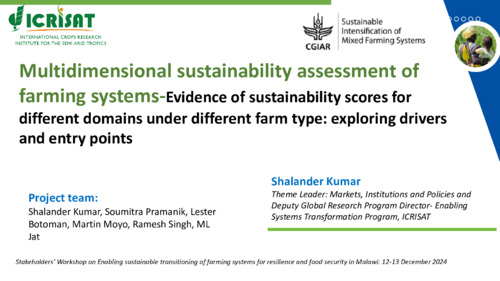 Multidimensional sustainability assessment of farming systems: Evidence of sustainability scores for different domains under different farm type: exploring drivers and entry points