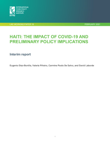 Haiti: The impact of COVID-19 and preliminary implications: Interim report