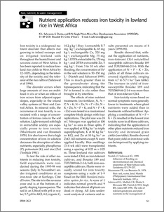 Nutrient application reduces iron toxicity in lowland rice in West Africa