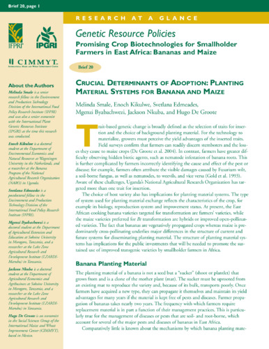 Crucial determinants of adoption: material systems for banana and maize
