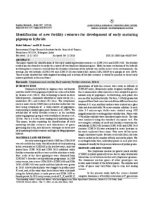 Identification of new fertility restorers for development of early maturing pigeonpea hybrids