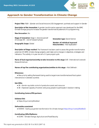 Approach to Gender Transformation in Climate Change | CGIAR GENDER ...