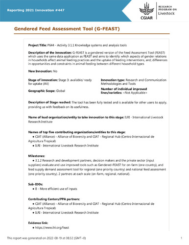 Gendered Feed Assessment Tool (G-FEAST)