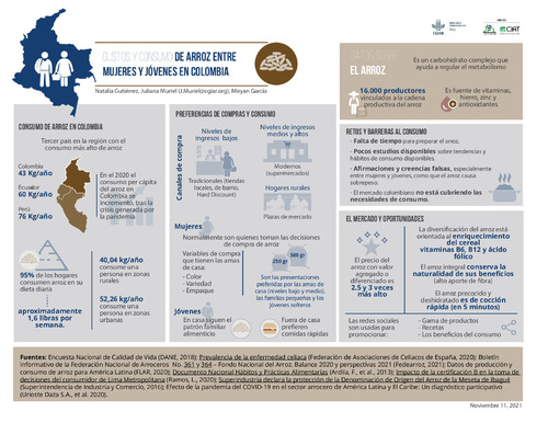 Gustos y consumo de arroz entre mujeres y jóvenes en Colombia