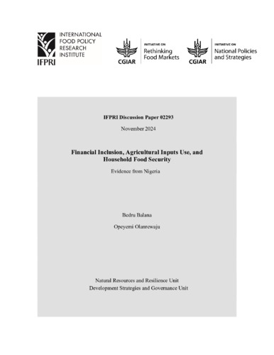 Financial inclusion, agricultural inputs use, and household food security evidence from Nigeria