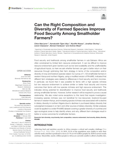 Can the right composition and diversity of farmed species improve food security among smallholder farmers?