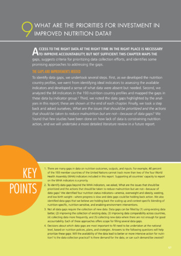 What are the priorities for investment in improved nutrition data?