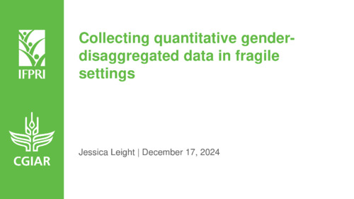 Collecting quantitative gender disaggregated data in fragile settings