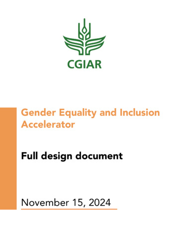 CGIAR Accelerator on Gender Equality and Inclusion: Full design document