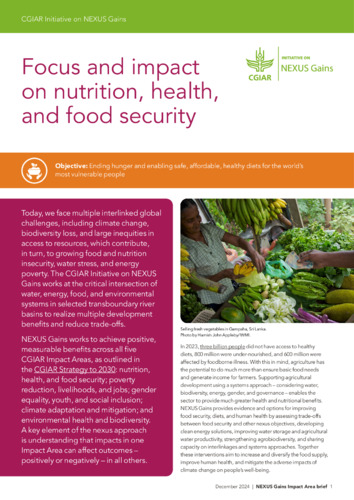 Focus and impact on nutrition, health, and food security