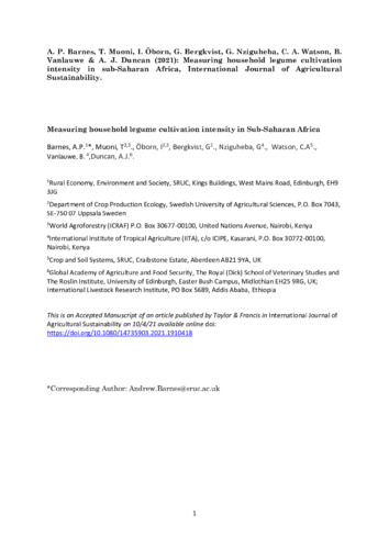 Measuring household legume cultivation intensity in sub-Saharan Africa