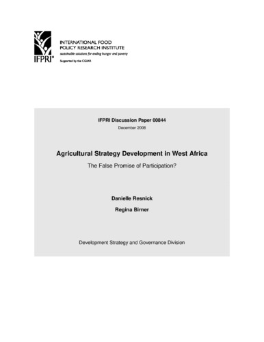 Agricultural strategy development in West Africa: The false promise of participation?