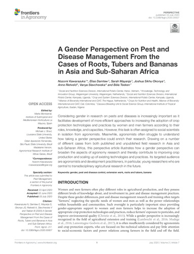 A gender perspective on pest and disease management from the cases of roots, tubers and bananas in Asia and Sub-Saharan Africa