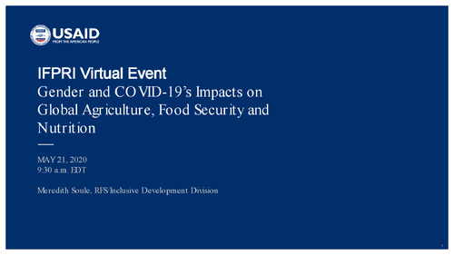 Gender and COVID-19's Impacts on Global Agriculture, Food Security and Nutrition