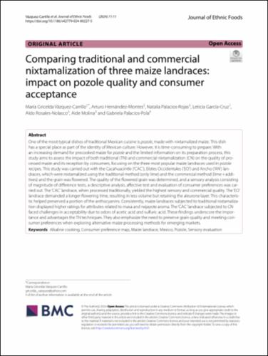 Comparing traditional and commercial nixtamalization of three maize landraces: Impact on pozole quality and consumer acceptance
