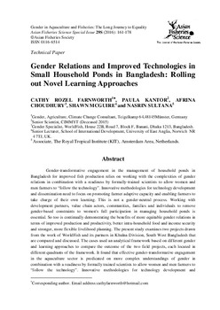 Gender relations and improved technologies in small household ponds in Bangladesh: Rolling out novel learning approaches