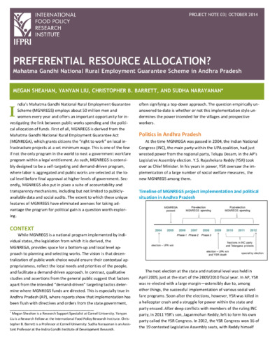 Preferential resource allocation? Mahatma Gandhi National Rural Employment Guarantee Scheme in Andhra Pradesh