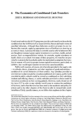 The economics of conditional cash transfers