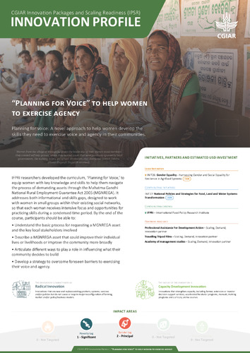 “Planning for Voice” to help women to exercise agency