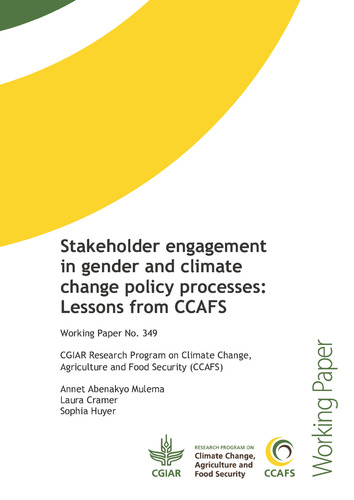 Stakeholder engagement in gender and climate change policy processes: Lessons from CCAFS