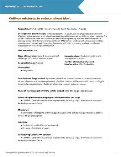 Cultivar mixtures to reduce wheat blast