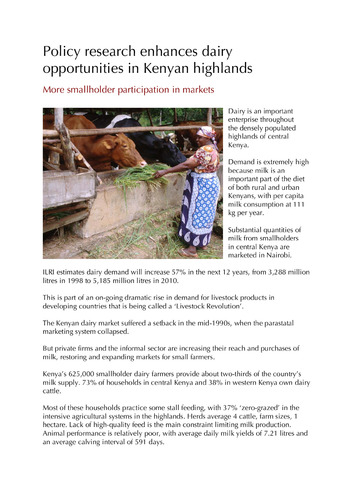 Policy research enhances dairy opportunities in Kenyan highlands more smallholder participation in markets