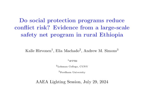 Do social protection programs reduce conflict risk? Evidence from a large-scale safety net program in rural Ethiopia