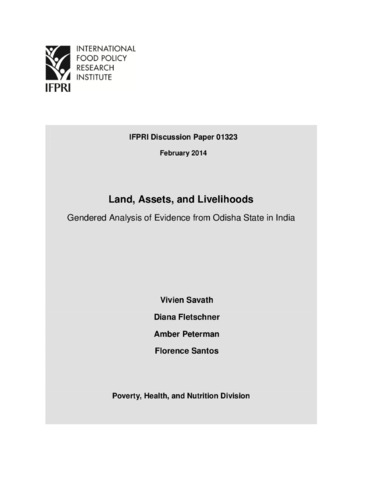 Land, assets, and livelihoods: Gendered analysis of evidence from Odisha State in India