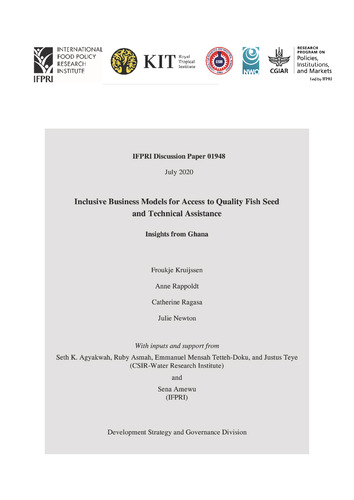 Inclusive business models for access to quality fish seed and technical assistance: Insights from Ghana