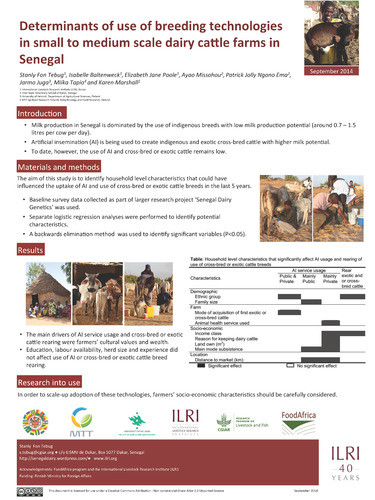 Determinants of use of breeding technologies in small to medium scale dairy cattle farms in Senegal