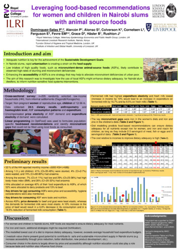 Leveraging food-based recommendations for women and children in Nairobi slums with animal source foods