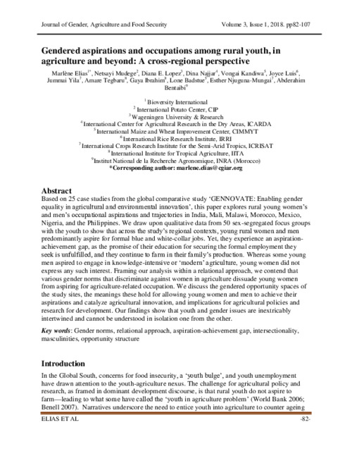 Gendered aspirations and occupations among rural youth, in agriculture and beyond: A cross-regional perspective