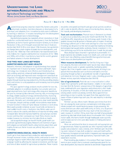 Understanding the links between agriculture and health: Agricultural ...