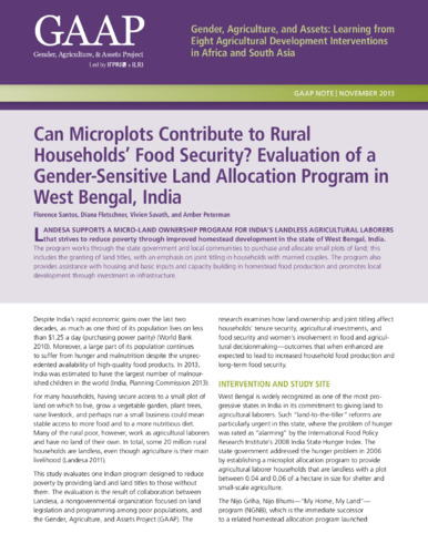 Can microplots contribute to rural households’ food security? Evaluation of a gender-sensitive land allocation program in West Bengal, India
