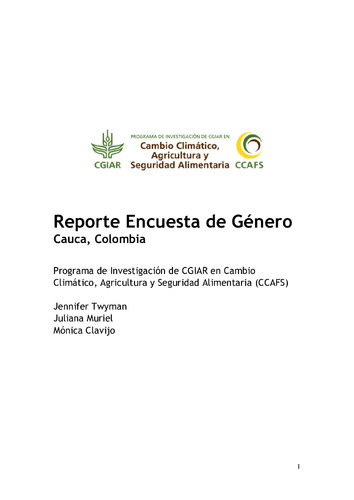 Reporte Encuesta de Género Cauca, Colombia