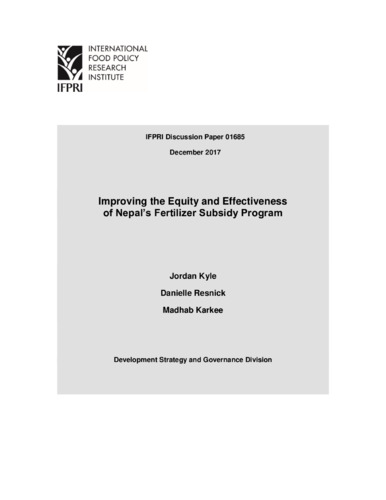 Improving the equity and effectiveness of Nepal’s fertilizer subsidy program