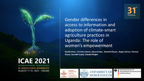 Gender differences in access to information and adoption of climate-smart agriculture practices in Uganda: The role of women's empowerment