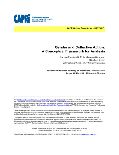 Gender and collective action: A conceptual framework for analysis