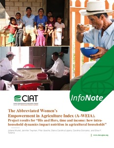 The Abbreviated Women’s Empowerment in Agriculture Index (A-WEIA). Project results for “His and Hers, time and income: How intra-household dynamics impact nutrition in agricultural households”