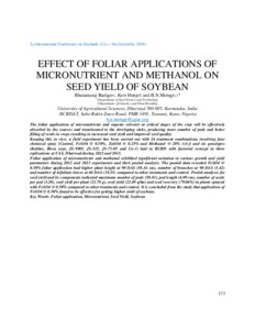 Effect of foliar applications of micronutrient and methanol on seed yield of soybean