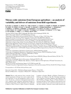 Nitrous oxide emissions from European agriculture – an analysis of variability and drivers of emissions from field experiments